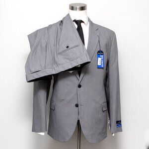 Nautica Mens 2 pc Suit 48R Blazer Jacket Pants 43Wx32L *flaw* Grey E081211
